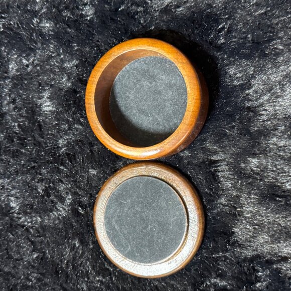 Woodstone Wood & Agate Round Trinket Box Hand Painted  Floral Design Lid - Picture 3 of 6